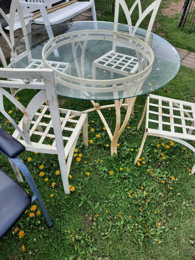 Tafel en 4 stoelen, Tuin en Terras, Ophalen