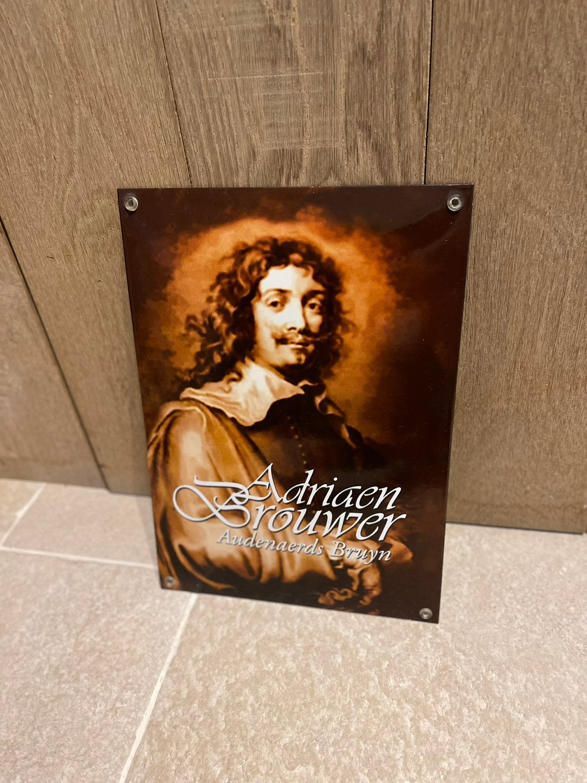 Emaille bord Adriaen Brouwer., Ophalen of Verzenden, Zo goed als nieuw, Reclamebord