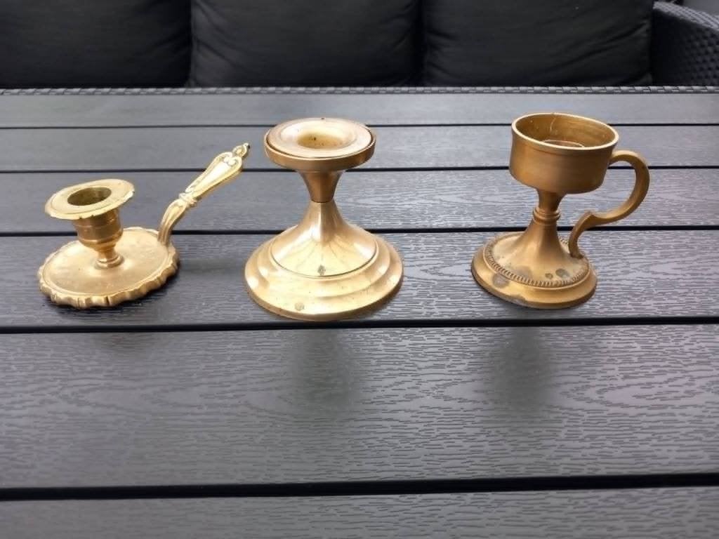 Trio de bougeoirs en laiton, Enlèvement, Autres matériaux