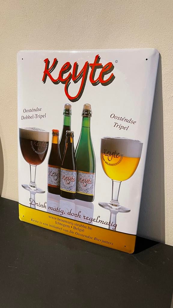 Keyte blikken bord., Ophalen of Verzenden, Zo goed als nieuw, Reclamebord, Plaat of Schild