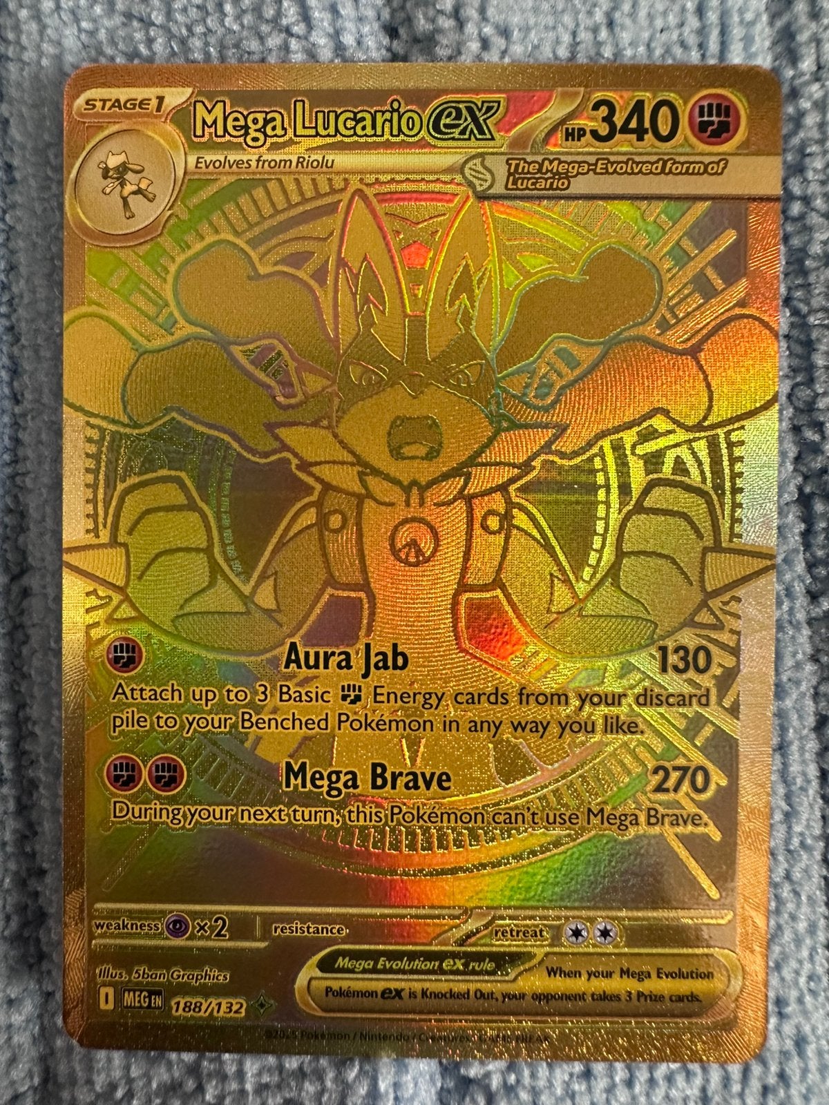 Mega Lucario EX, Ophalen of Verzenden, Nieuw, Losse kaart, Foil