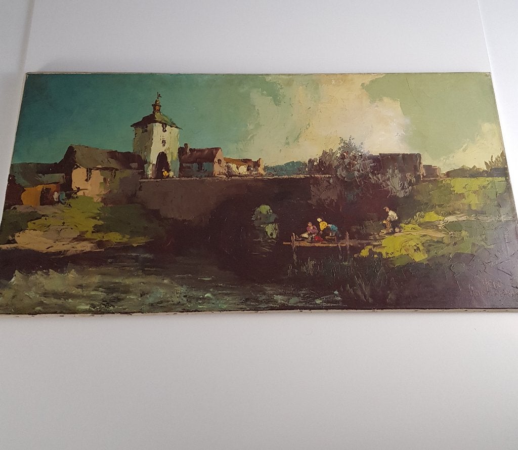Origineel impasto olieverfschilderij - Hein Hoppmann, Antiek en Kunst, Doek, Expressionistisch, Ophalen of Verzenden, Landschap