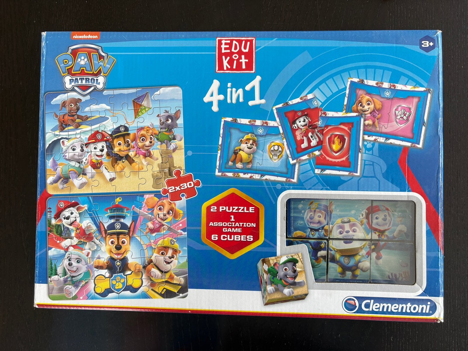 PAW Patrol 4-in-1speldoos met 2puzzels/combispel/kubuspuzzel, Kinderen en Baby's, Ophalen, 2 tot 4 jaar, Gebruikt, 10 tot 50 stukjes