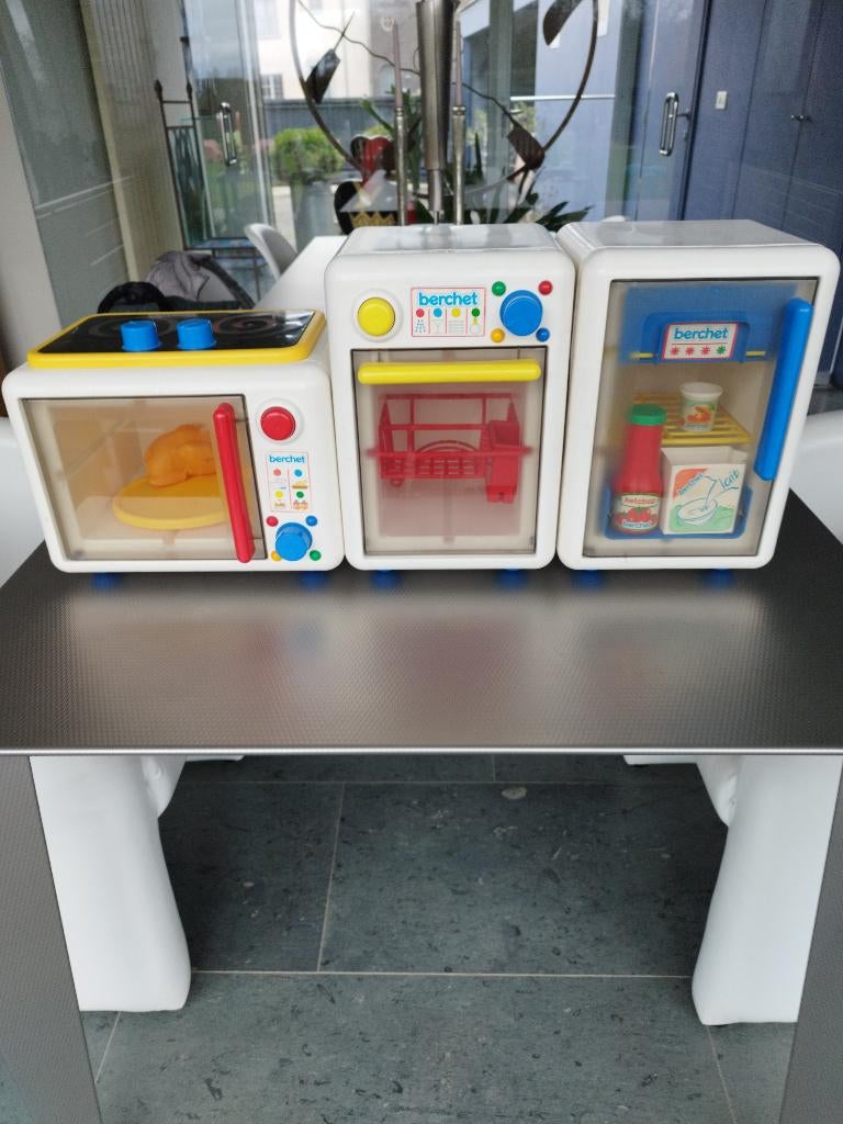 Vintage kinderkeukentje: microgolf, koelkast en vaatwasser, Ophalen, Gebruikt, Kunststof, Speelkeuken