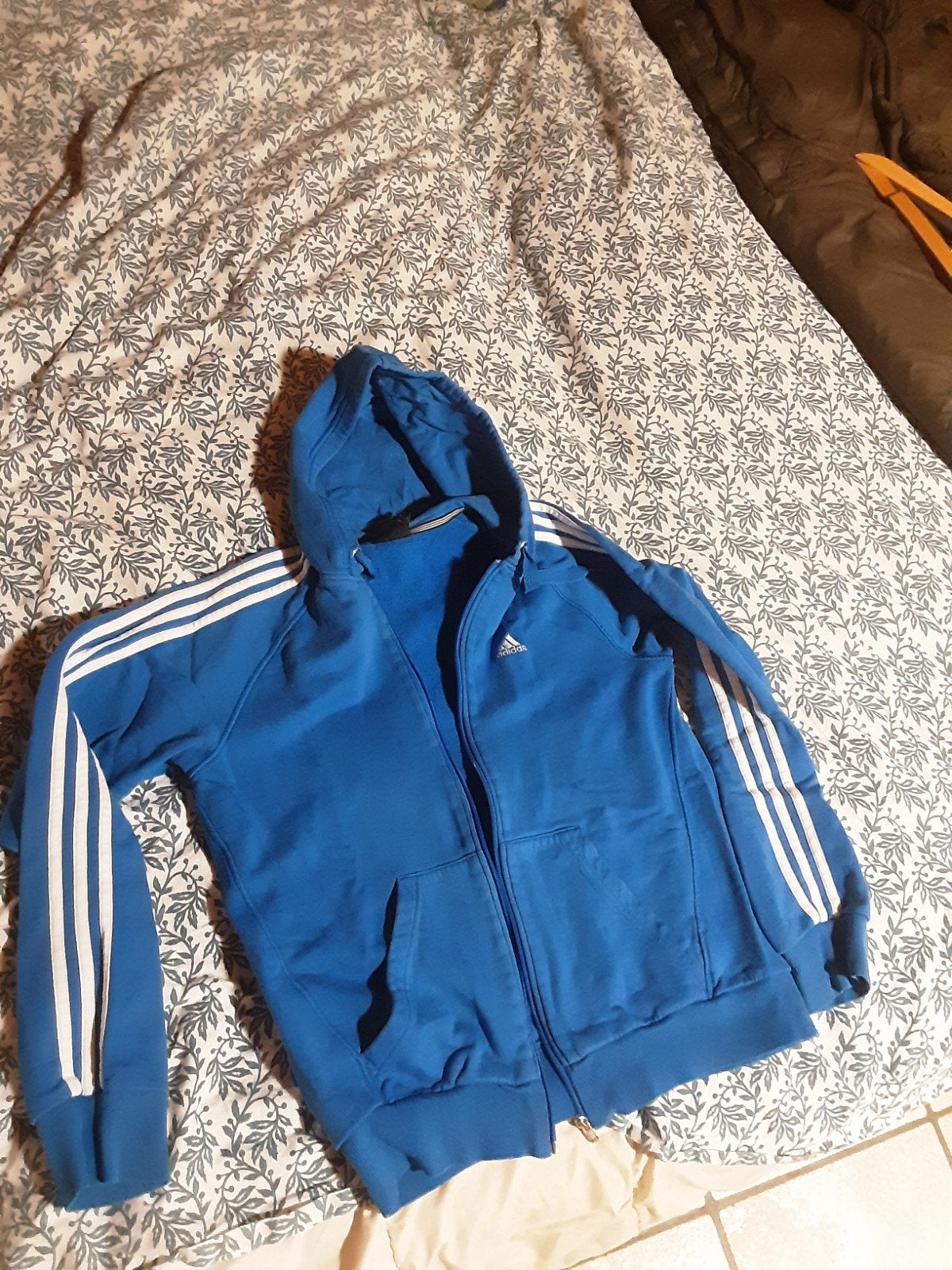 Vintage 2009 adidas 3-Stripes Hoodie Vest M – Blue/White, Kleding | Heren, Ophalen of Verzenden, Adidas, Gedragen, Maat 48/50 (M)