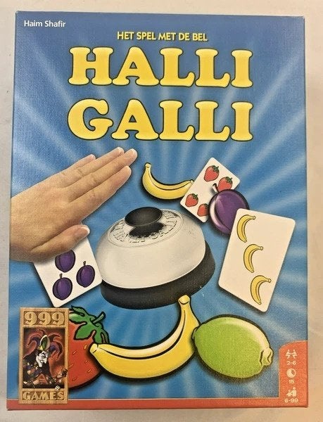 Halli Galli kaartspel 999 Games compleet het spel met de bel, Hobby en Vrije tijd, Gezelschapsspellen | Kaartspellen, Zo goed als nieuw