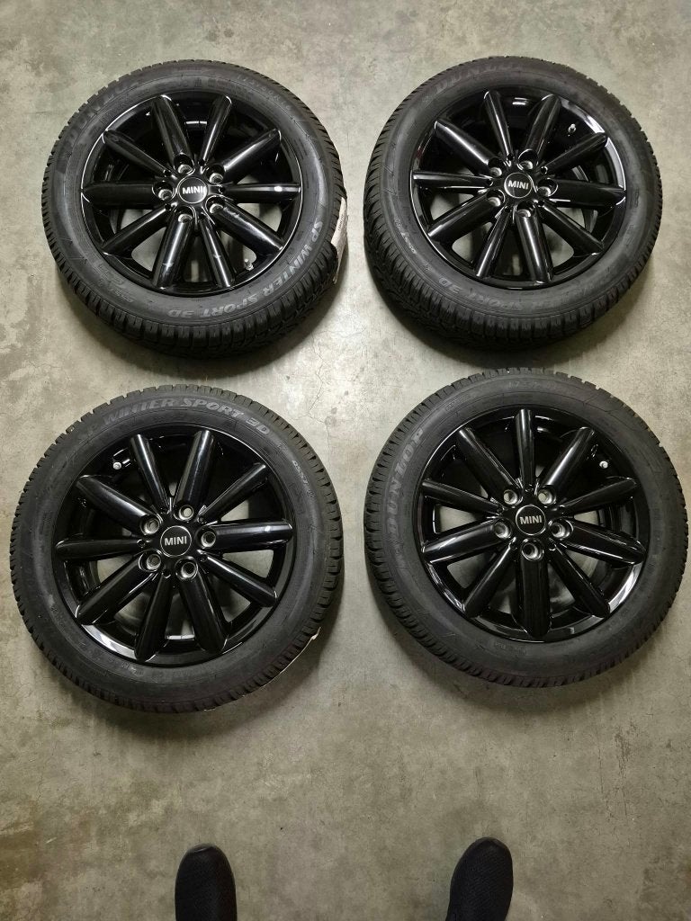 Mini 16 inch velgen met winterbanden in zeer goede staat, Pneus et Jantes, Pneus hiver, Véhicule de tourisme, Enlèvement
