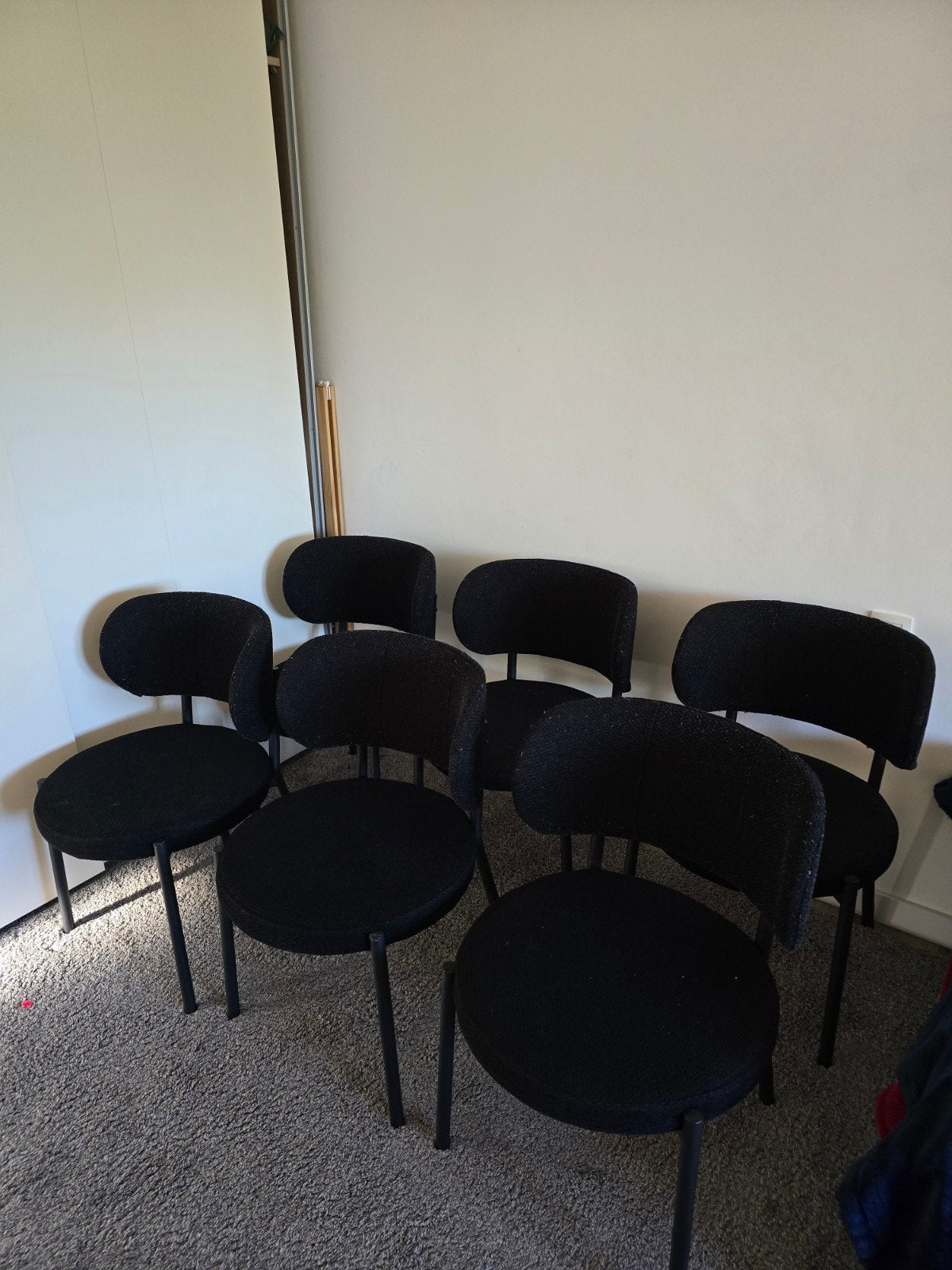 6 stoelen teddy boucle zwart, Huis en Inrichting, Stoelen, Ophalen, Zwart