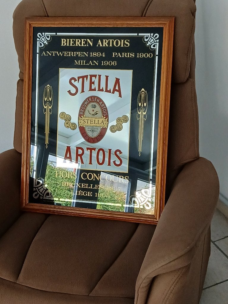 Magnifique miroir STELLA ARTOIS en parfait état, Collections, Enlèvement ou Envoi, Comme neuf, Panneau, Plaque ou Plaquette publicitaire