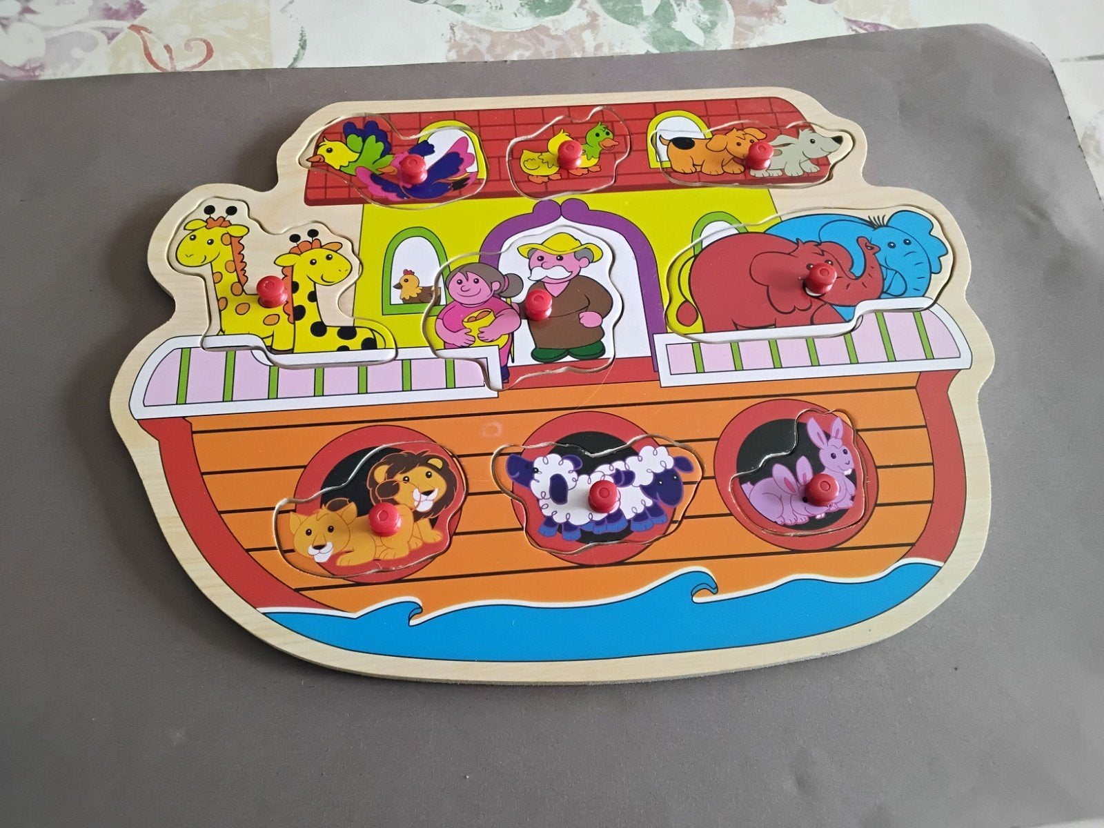 Houten nopjespuzzel ^De Ark van Noah^, Ophalen, Zo goed als nieuw, Van hout