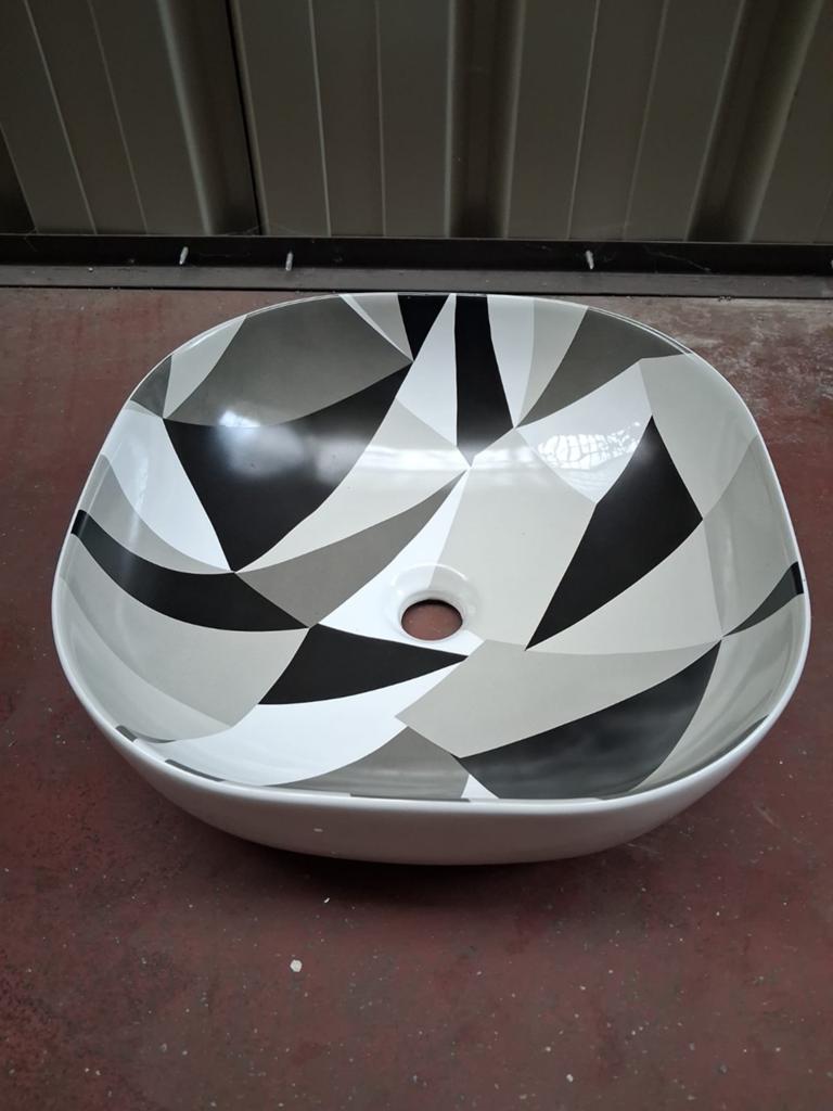 Vasque à Poser Neuve - Carrée 42x42 cm noir et blanc, Ophalen of Verzenden