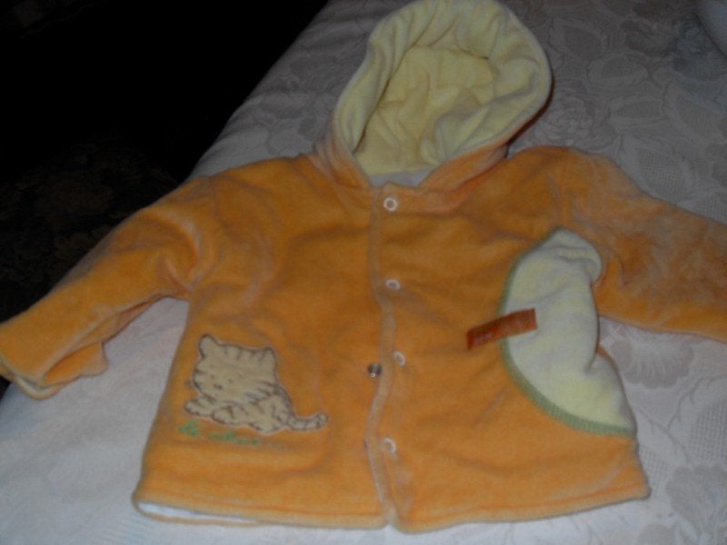 oranje vestje le chat 9 maand, Le chat, Ophalen of Verzenden, Zo goed als nieuw, Truitje of Vestje