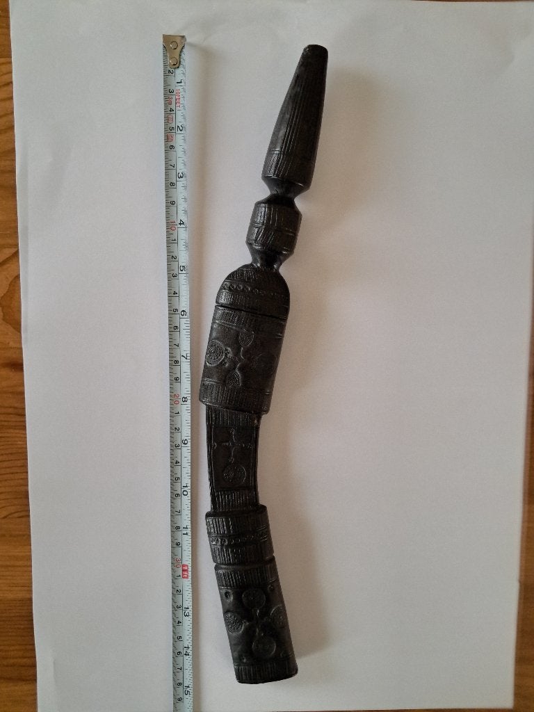 Traditionele Marokkaanse Koummya Dolk Gesneden Houten Schede, Gesneden, Afrika, 35 cm, Ritueel object