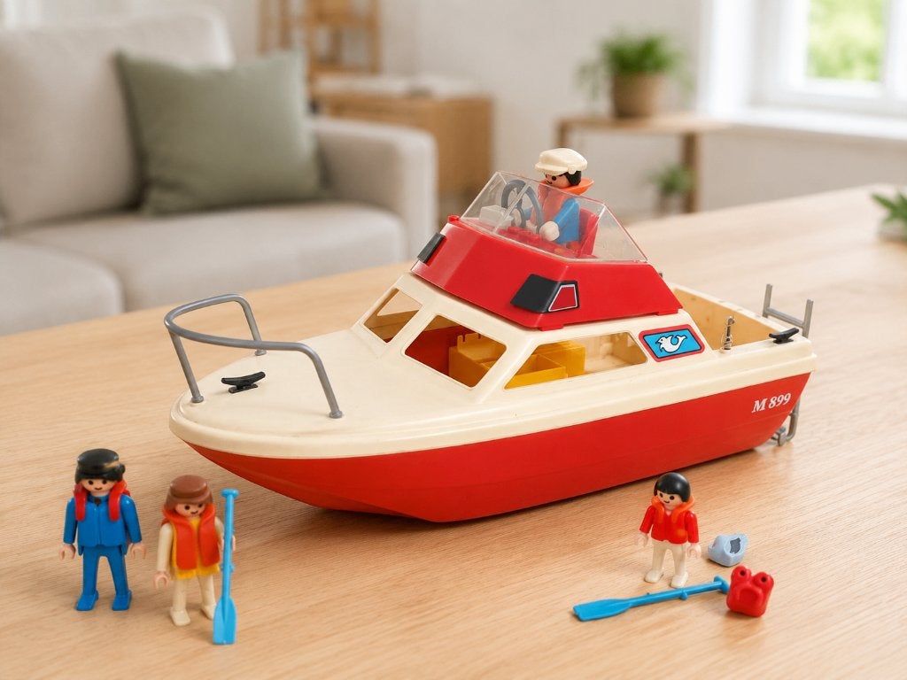 Vintage Playmobil Kajuitboot 3498 / M899 met figuren, Kinderen en Baby's, Ophalen, Zo goed als nieuw, Complete set