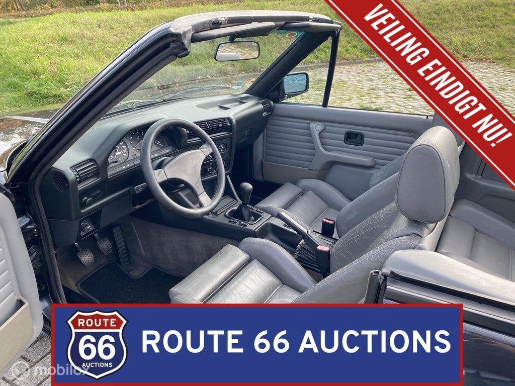 BMW 318i Cabriolet | 1991 | Route 66 Auctions, Auto's, Oldtimers, Zwart, Bedrijf, Handgeschakeld, Overige carrosserie