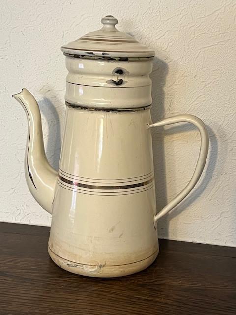 Ancienne cafetière émaillée, avec son filtre assorti, Antiquités & Art, Enlèvement