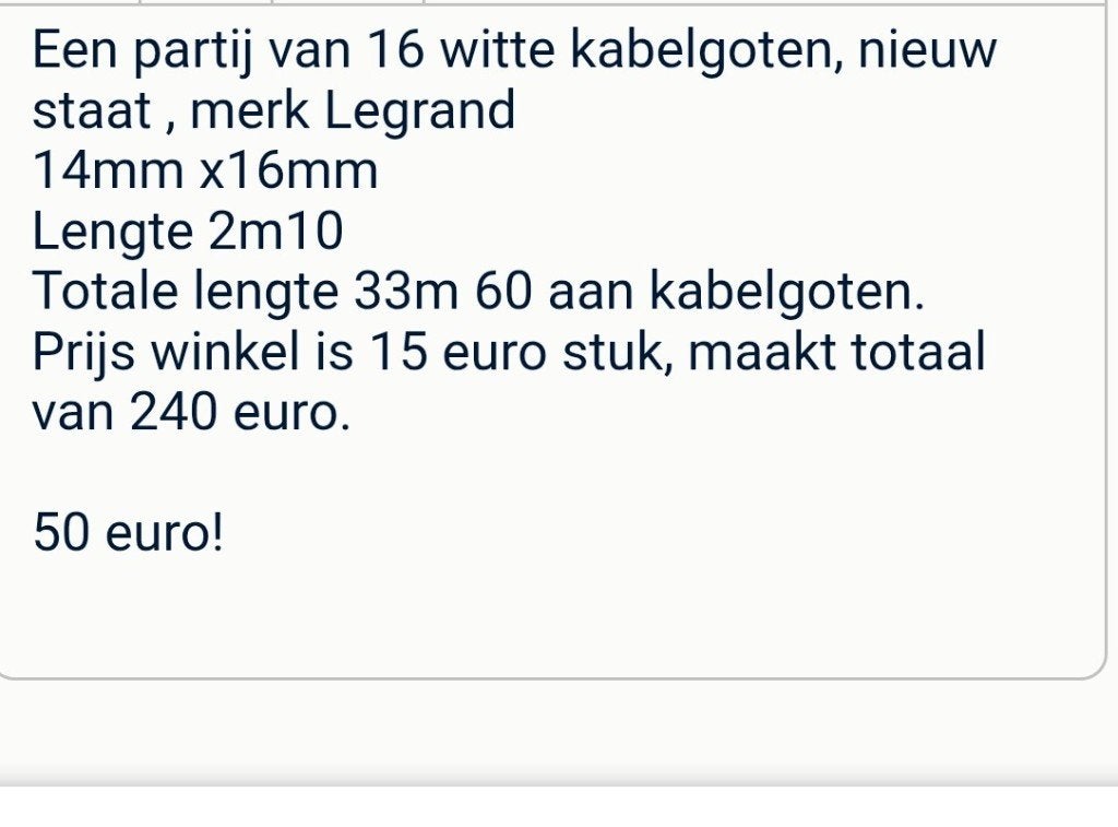 Kabelgoten, Ophalen, Nieuw, Overige merken, Overige typen