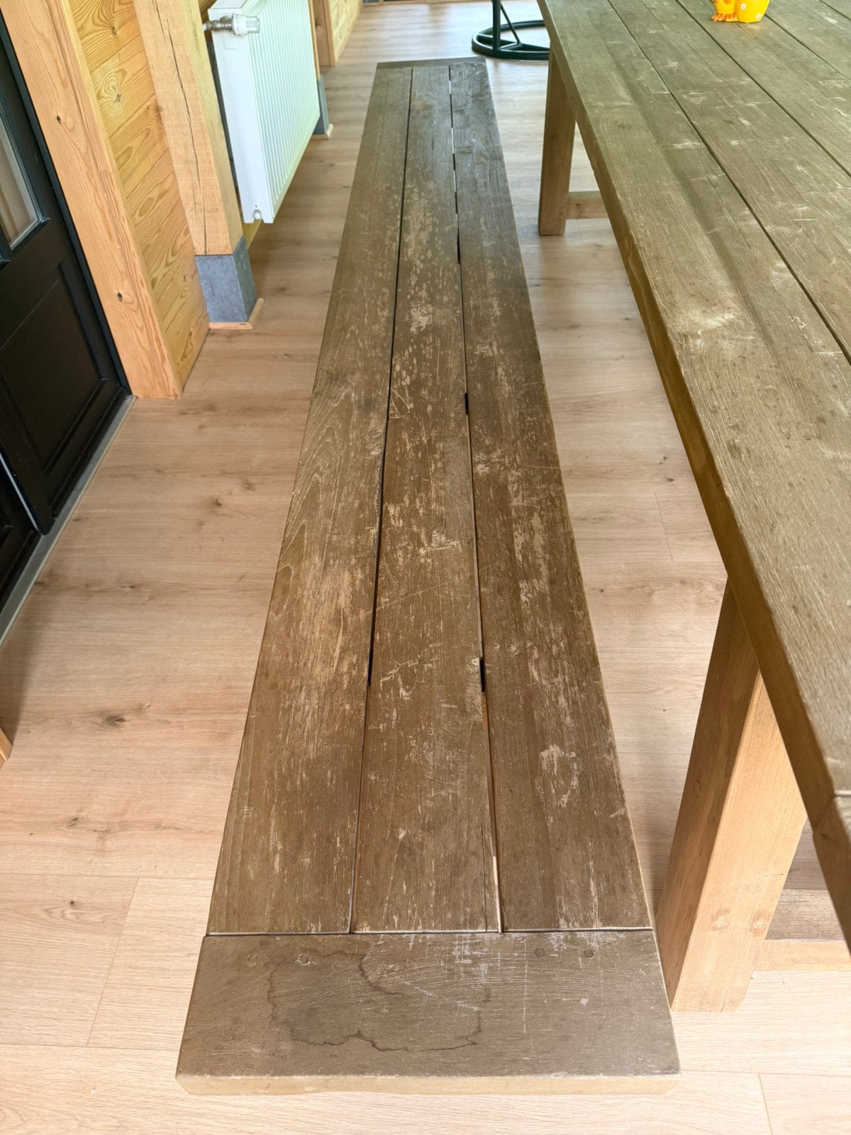 2 banc en teck Exterioo  330/40/45cm, Enlèvement, Bois de teck