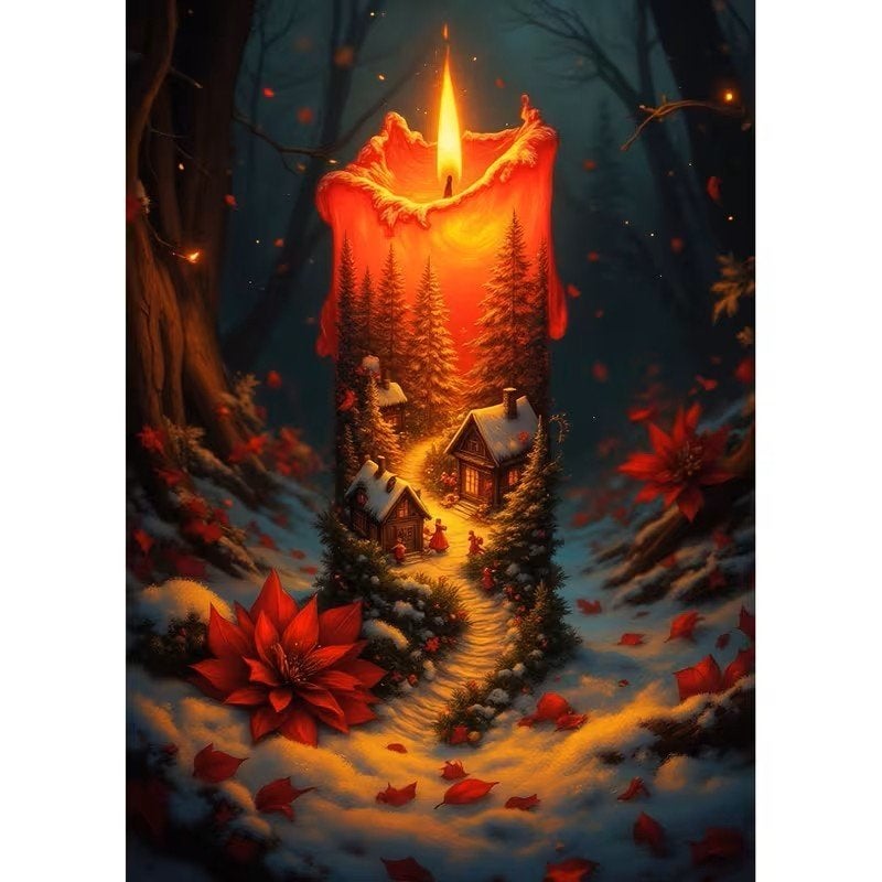 40x30cm Diamond Painting kerst kaars (vierkant) nr 148, Ophalen of Verzenden, Nieuw, Kerstmis, Diamond painting