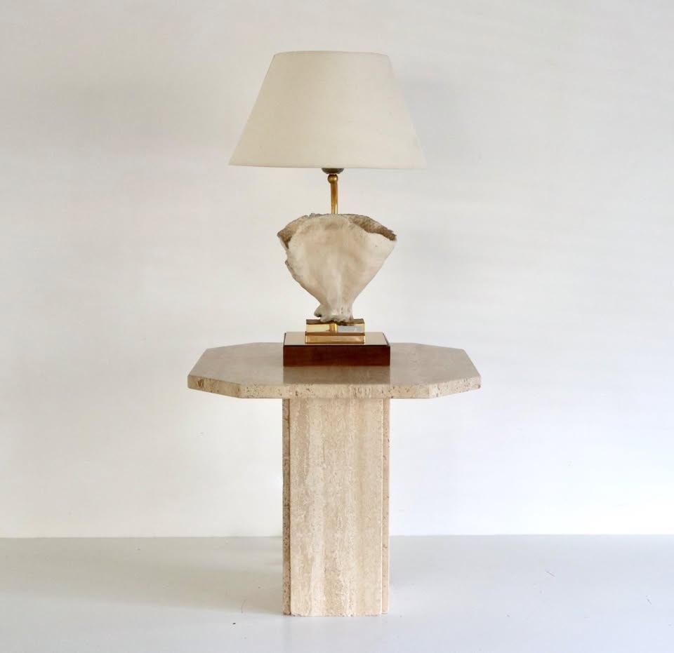 Vintage travertin sidetable - Travertijn bijzettafel, Antiek en Kunst, Ophalen