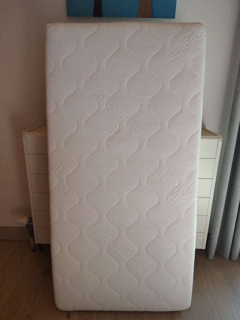 Matras bamboe babybedje, Matelas, Moins de 70 cm, Comme neuf, Enlèvement