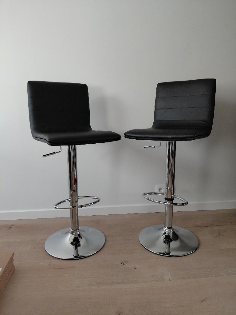 Tabouret de bar noir 2 pièces, Neuf, Métal, 2 tabourets, 60 à 90 cm