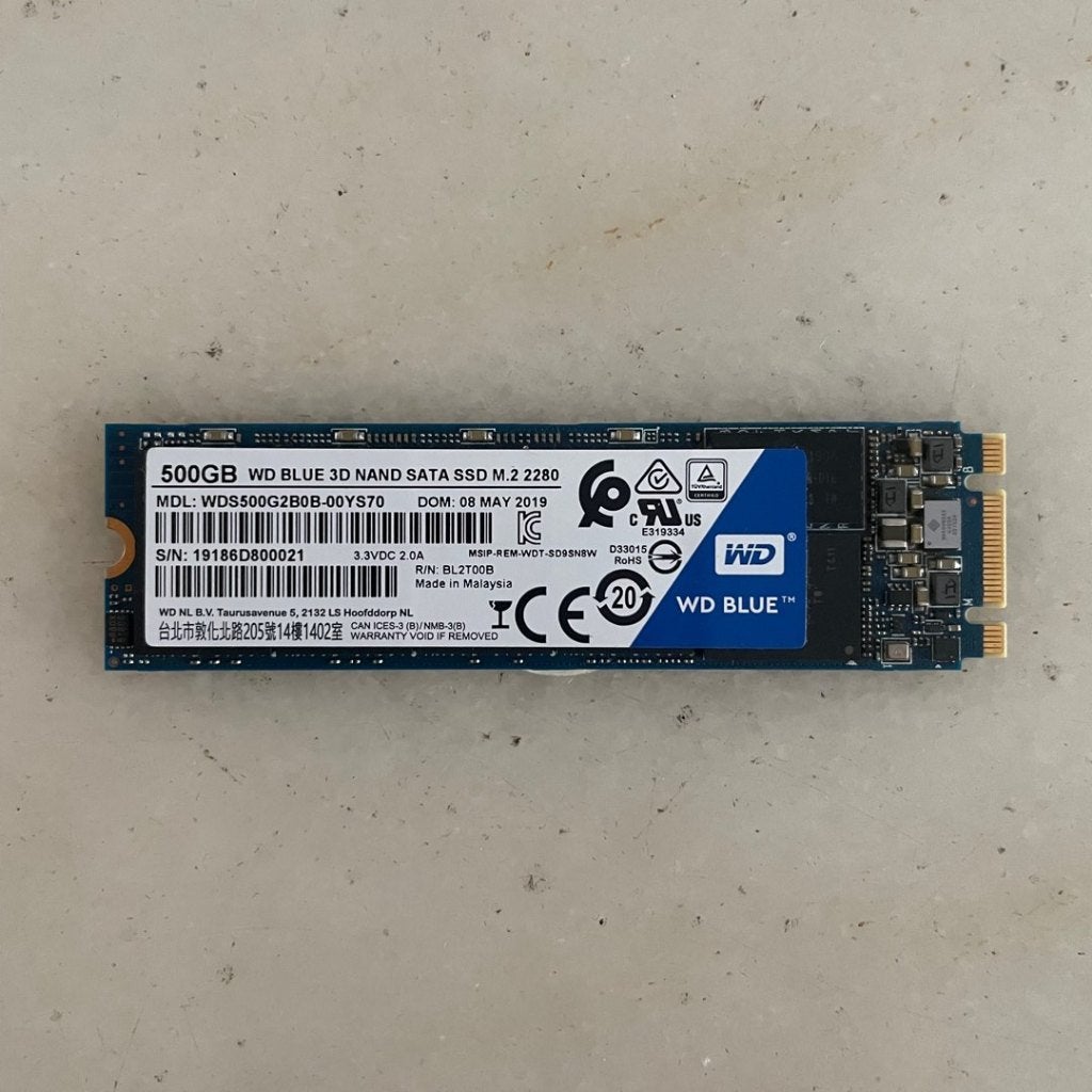 500Gb SSD WD Bleu 3D Nand SATA M.2 Type 2280, Computers en Software, Harde schijven, Intern, Gebruikt, HDD, Ophalen of Verzenden