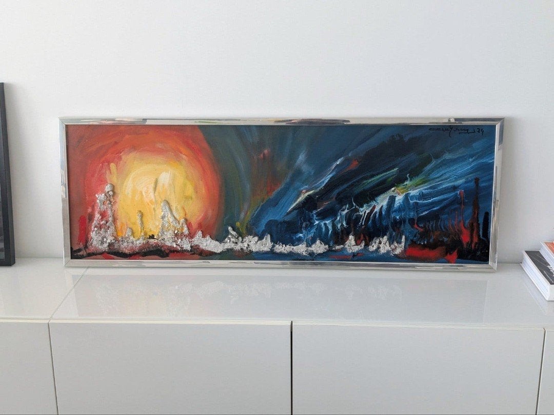 vintage 70's schilderij, Antiek en Kunst, Ophalen