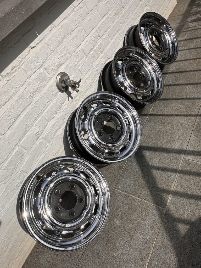 4 jantes Porsche chromées 911 912 KPZ Kronprinz 5,5x15 1970, 15 pouces, Véhicule de tourisme, Enlèvement, Utilisé