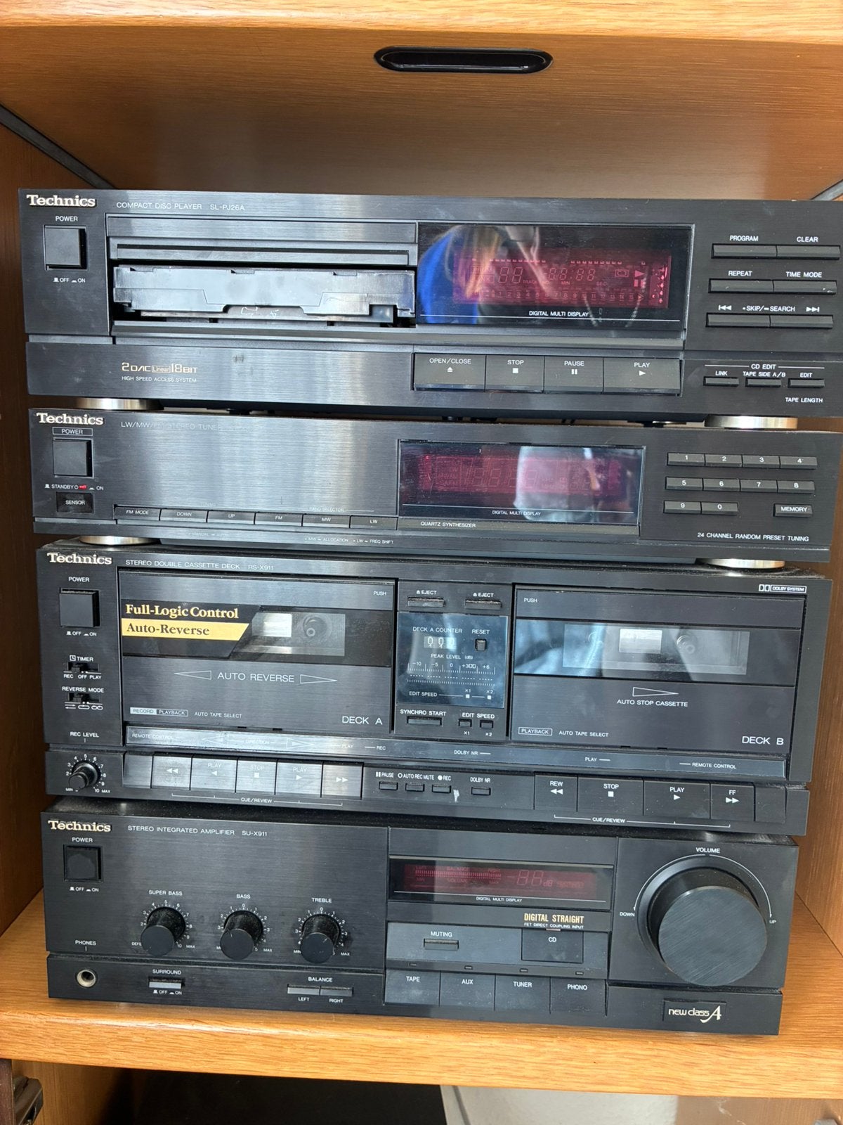 Technics stereo + luidsprekers, Enlèvement, Comme neuf, Deck cassettes ou Lecteur-enregistreur de cassettes