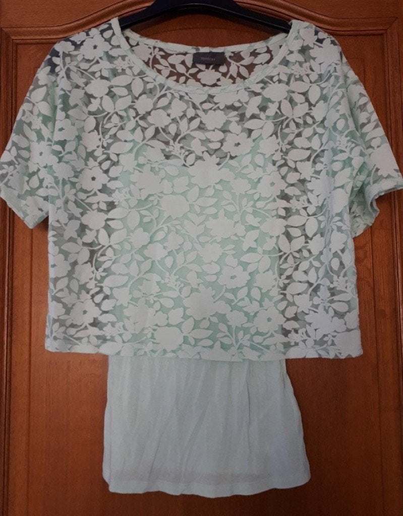 Yessica/C&A - Blouse/top/Tshirt - mintgroen - maat XS/S, Verzenden, Zo goed als nieuw, Maat 34 (XS) of kleiner, Yessica c&a