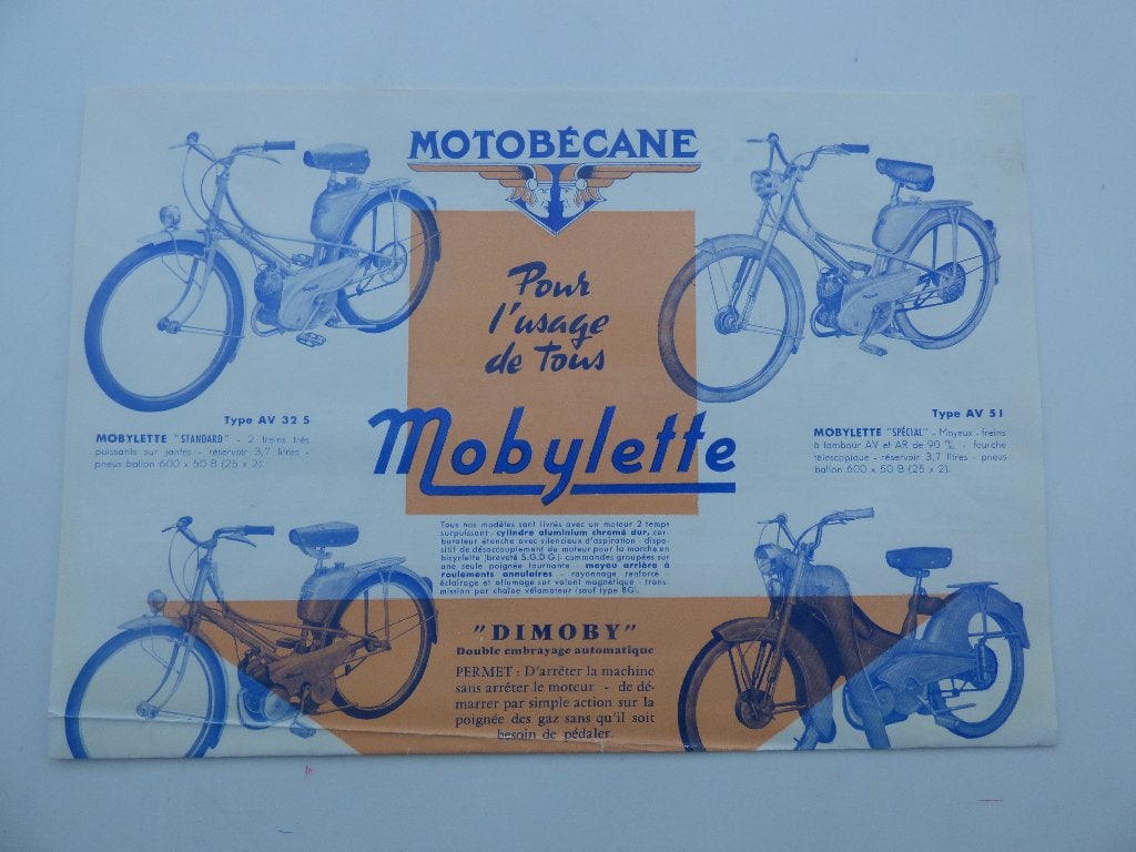 BROCHURE MOTOBECANE MOBYLETTE GAMMA 1961, Vélos & Vélomoteurs, Enlèvement ou Envoi, Utilisé