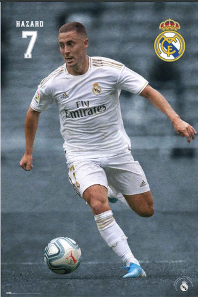 affiche Eden Hazard Real Madrid 19-20, Neuf, Rectangulaire vertical, A1 jusqu'à A3, Enlèvement