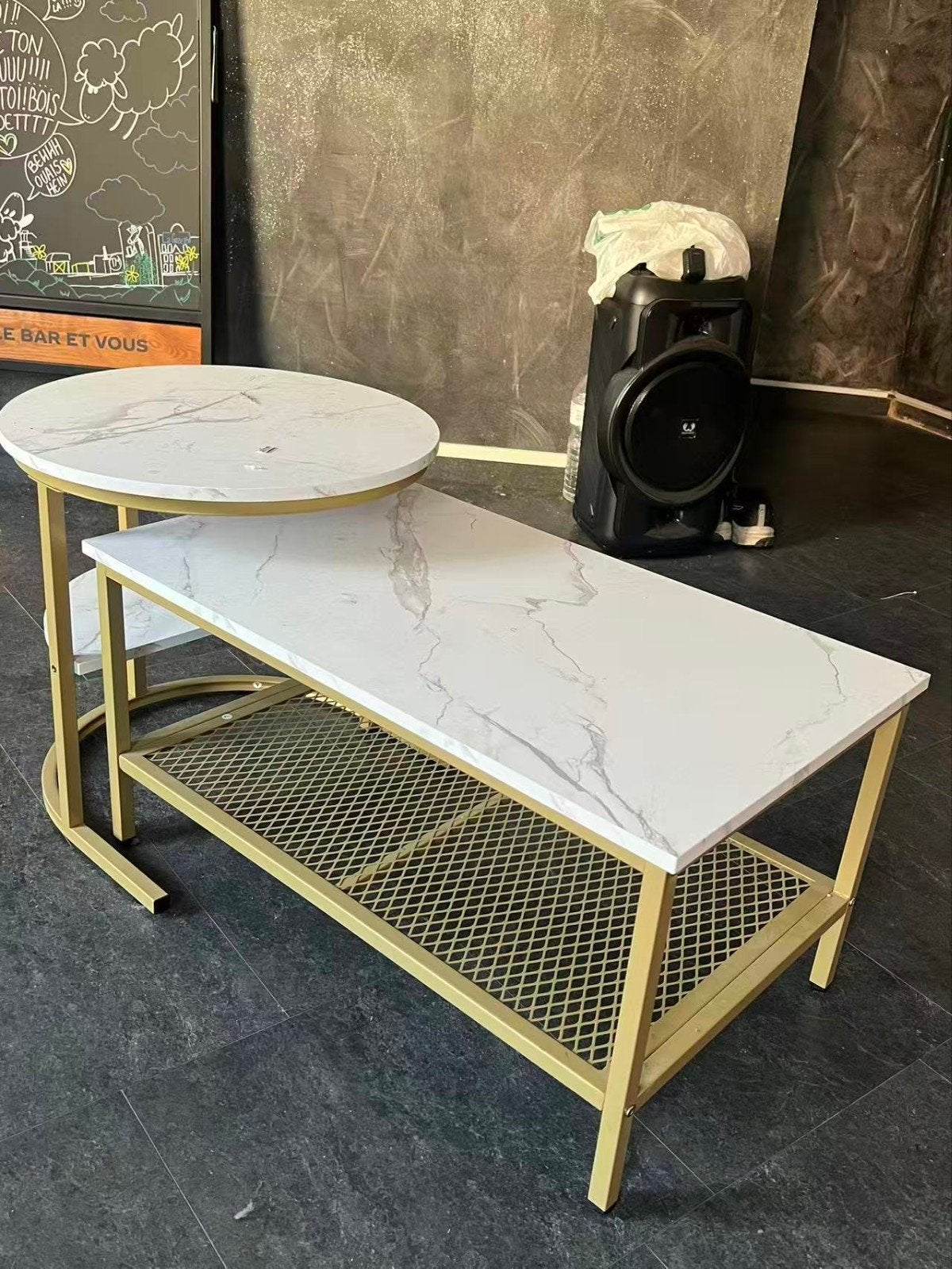 Ensemble de tables basses modernes – Effet marbre blanc, Maison & Meubles, Tables | Tables de salon, Comme neuf, 5 – 50, 50 à 100 cm