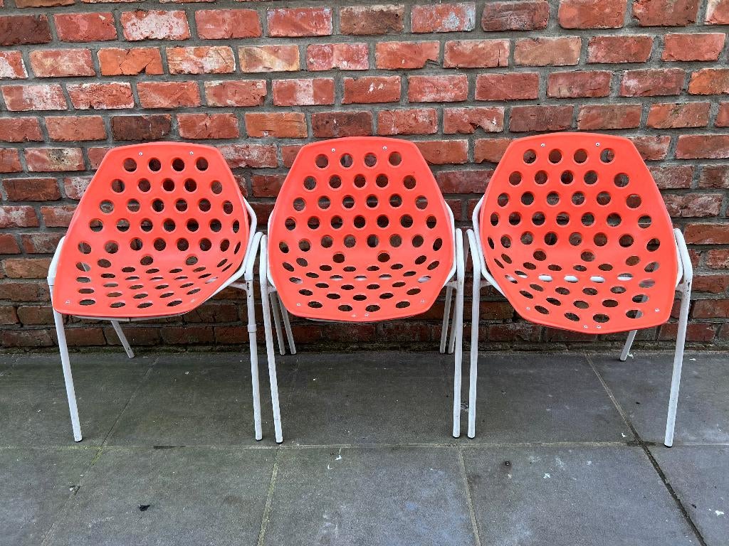 Deauville stoelen Pierre Guariche voor Meurop retro design, Ophalen, Kunststof, Gebruikt, Drie