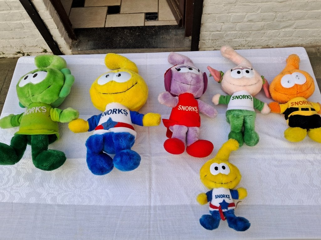 6 vintage Snorky (The Snorks) Hanna-Barbera knuffelbeesten, Ophalen of Verzenden, Gebruikt, Overige typen, Overige merken