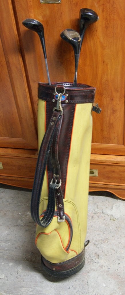 Vintage golftas met clubs, Sports & Fitness, Enlèvement, Utilisé, Sac, Autres marques