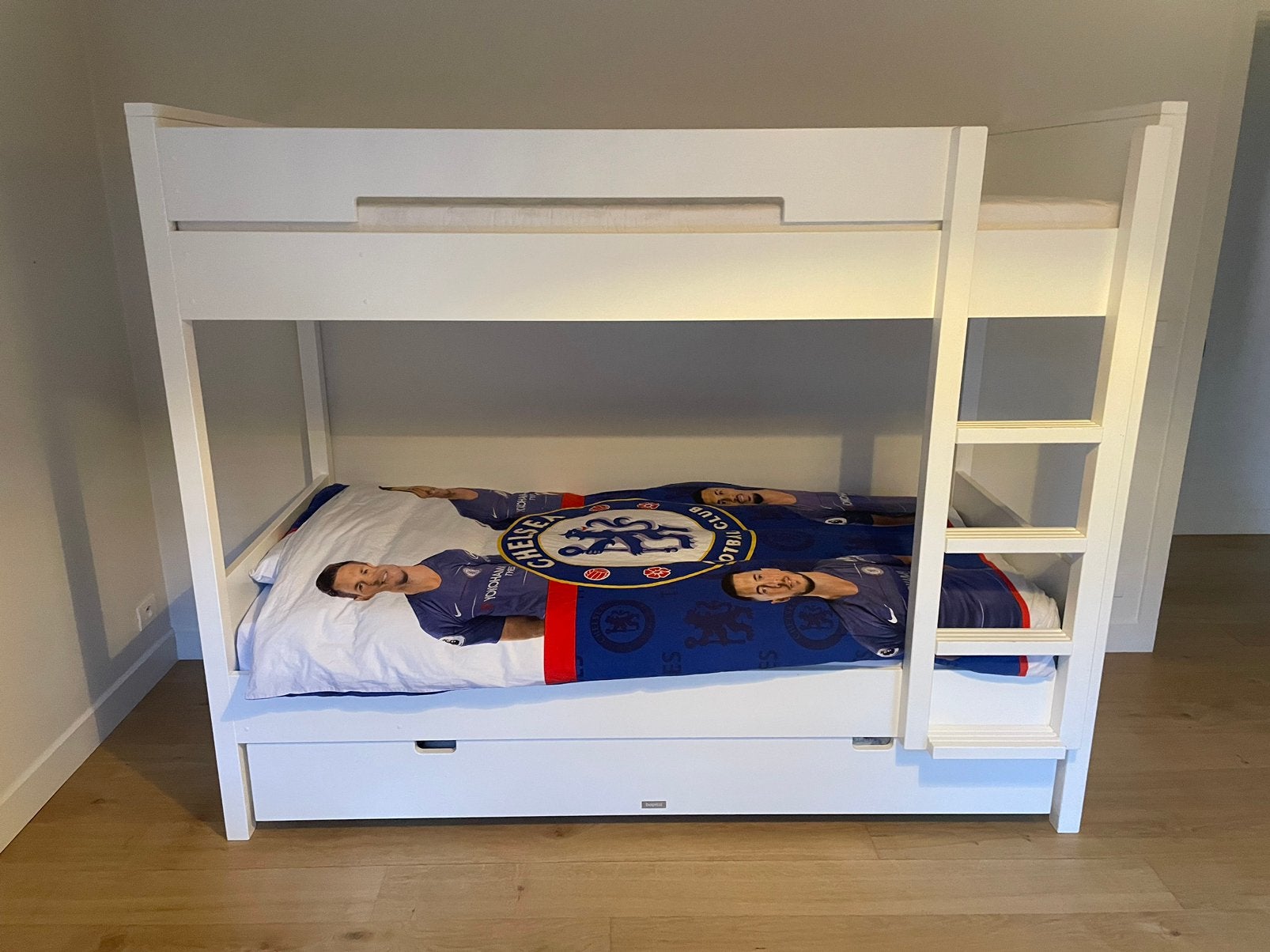 Stapelbed Bopita met extra lade, wit gelakt, Ophalen, Zo goed als nieuw, Stapelbed