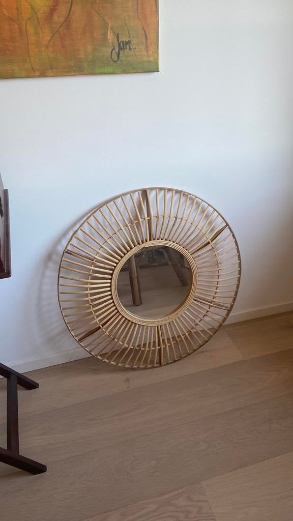 Rotan spiegel, Huis en Inrichting, Ophalen, Zo goed als nieuw