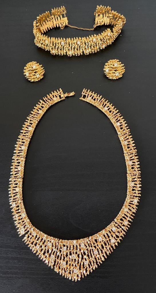 Collier, Bracelet & Boucles D'Oreilles D'Orlan - Plaqué Or, Enlèvement ou Envoi, Or, Collier, Doré