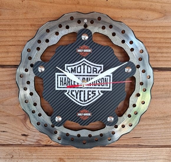 Klok van Remschijf met Harley Logo, Motoren, Ophalen, Gebruikt