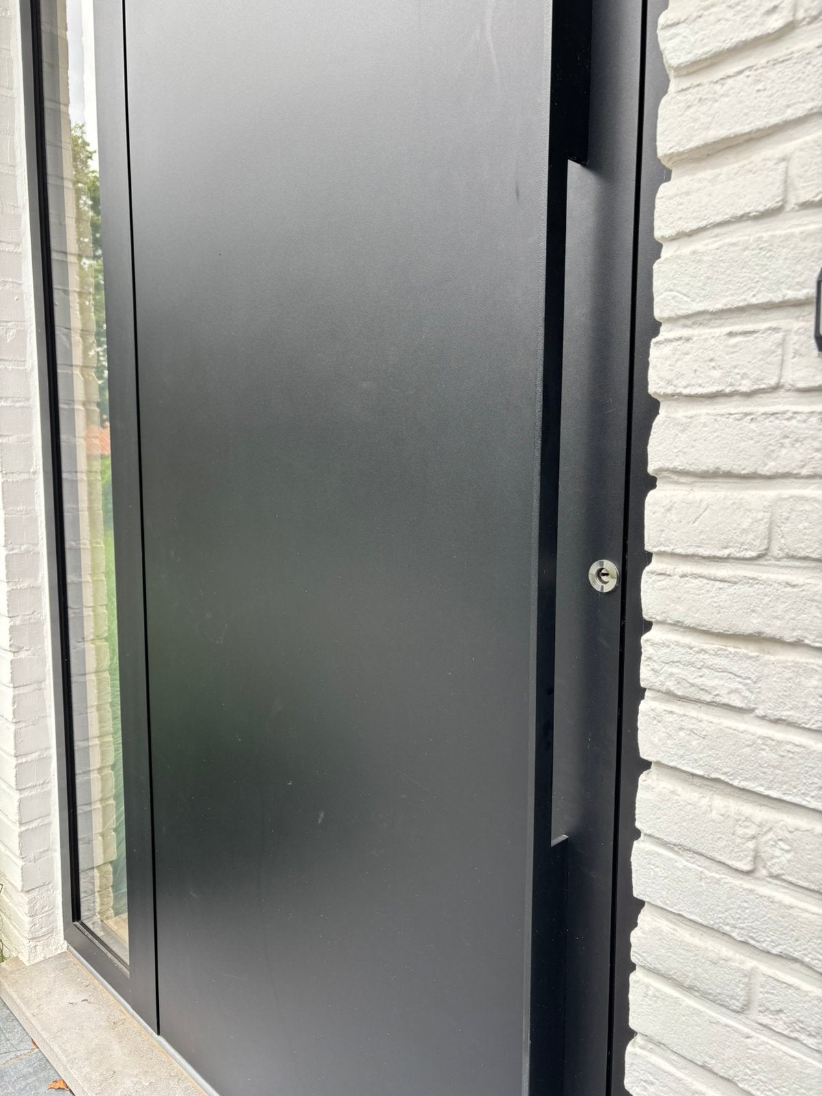 Voordeur zwart aluminium Profel met venster, Doe-het-zelf en Bouw, Deuren en Vliegenramen, Ophalen, Gebruikt, Buitendeur, Metaal