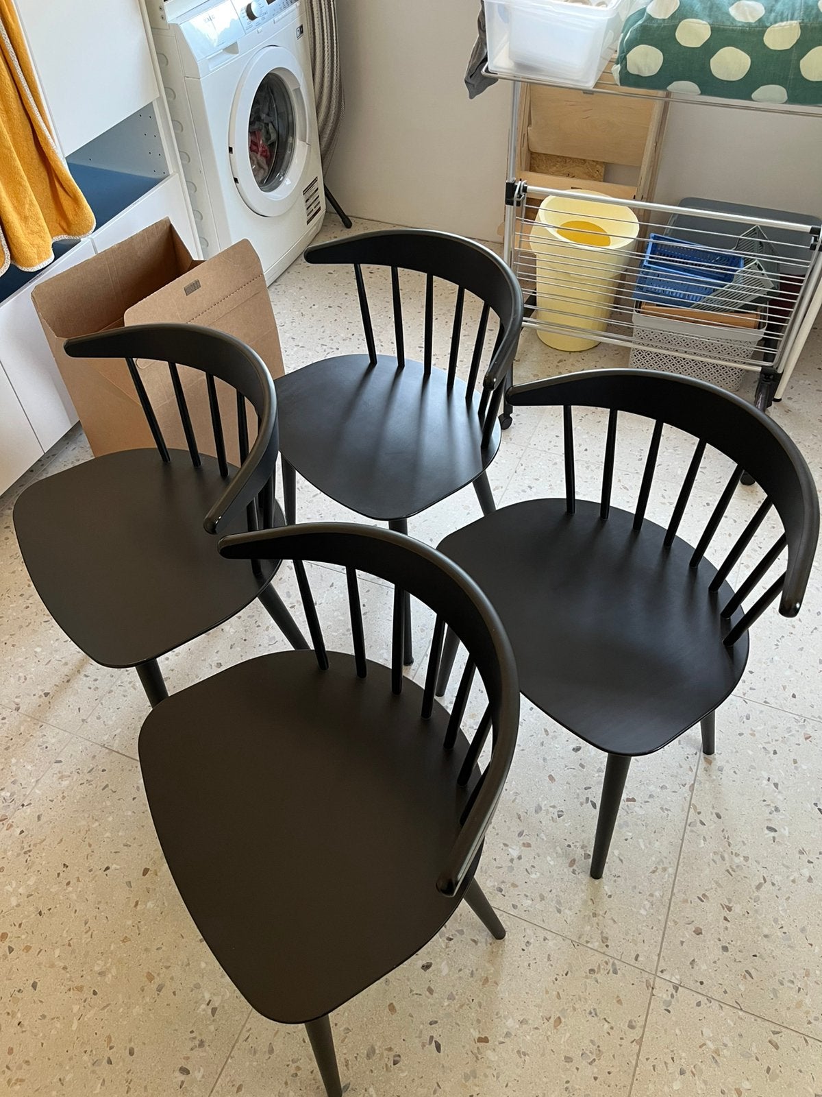 4 Zwarte stoelen HAY J104, Huis en Inrichting, Ophalen, Gebruikt, Zwart, Vier
