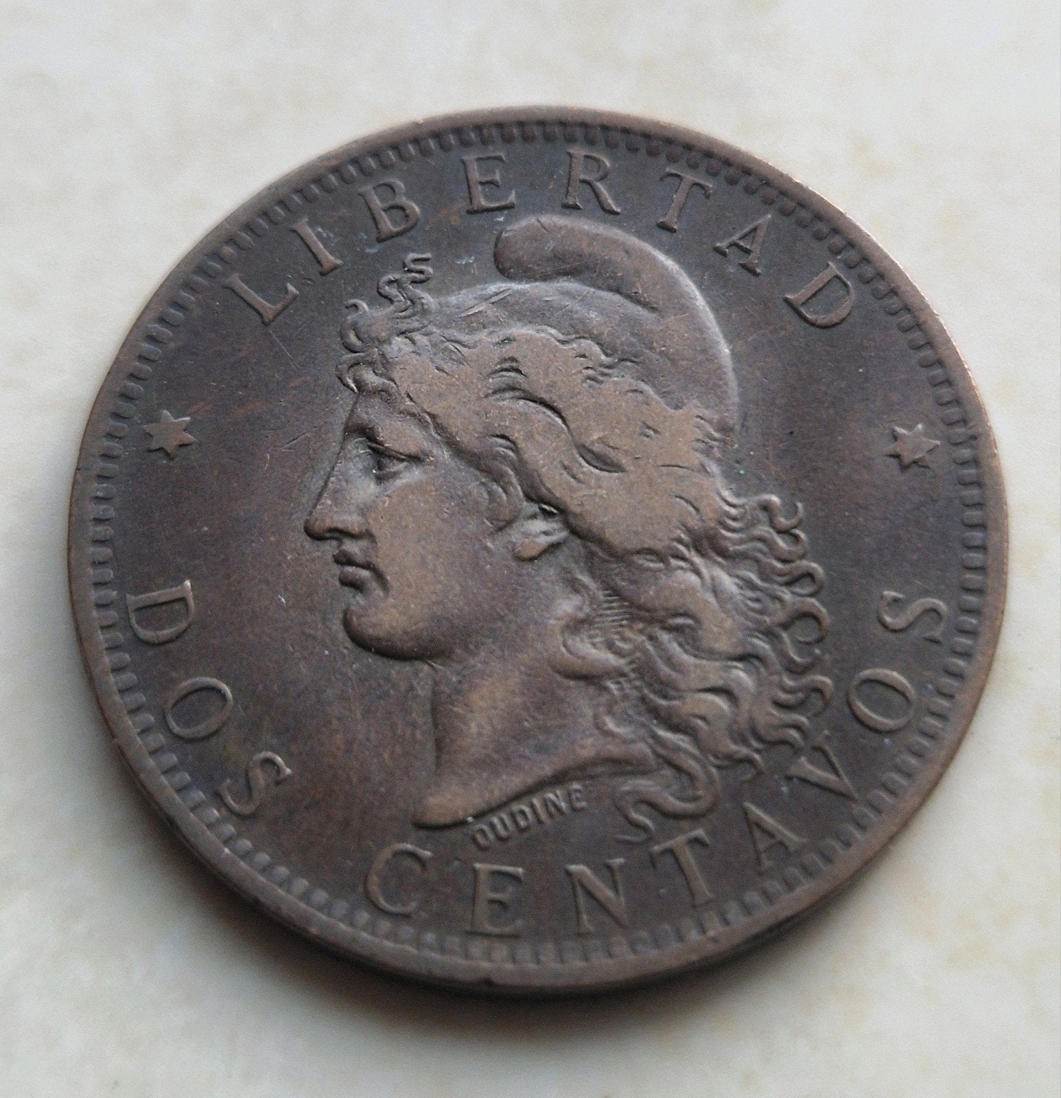 1885 Argentina , 2 Centavos Coin, Ophalen of Verzenden