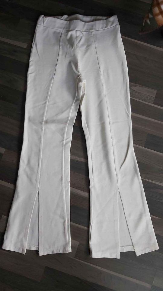 Terra di Siena, flared pants met split, mt M/L, Taille 38/40 (M), Comme neuf, Longs, Blanc