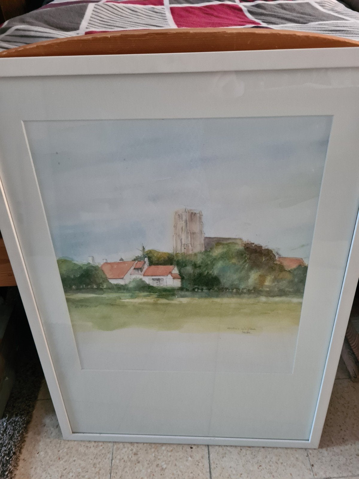 Aquarel Oostkerke, Antiek en Kunst, Ophalen of Verzenden, Aquarel
