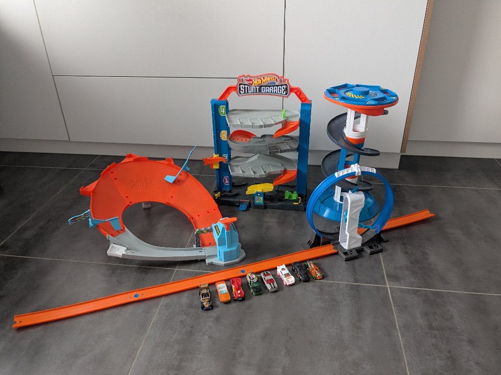 Speelgoed - Hot Wheels garage, racebaan, auto's,..., Ophalen, Hot Wheels, Met looping, Racebaan