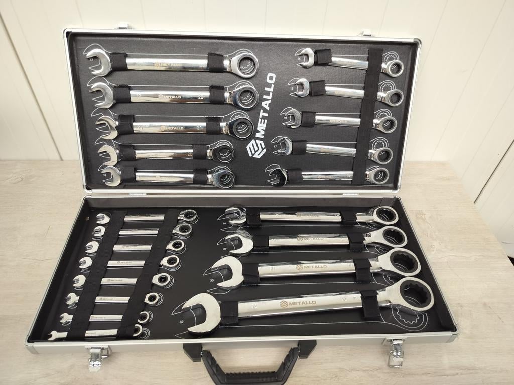Ringratelsleutelset 22 delig - 72 Tandig - 6 tot 32mm, Auto diversen, Autogereedschap, Nieuw, Ophalen