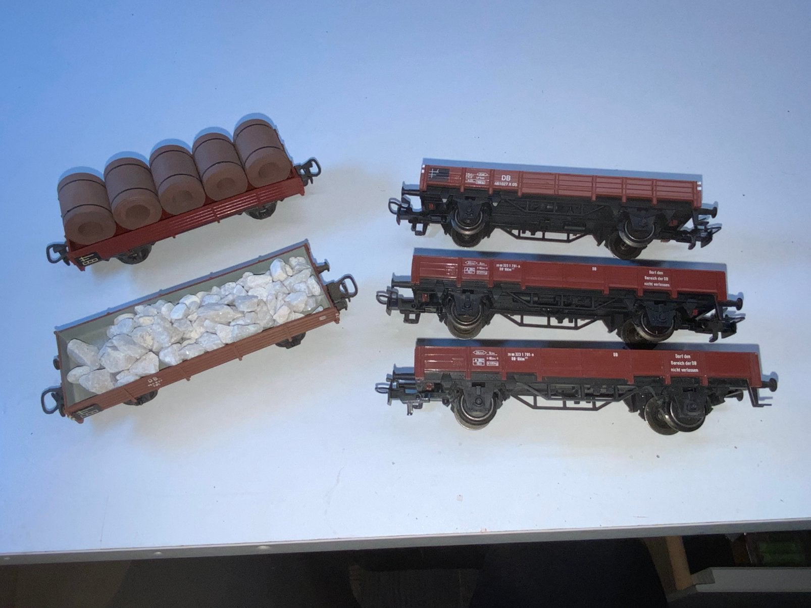 LOT DE 5 WAGONS TOMBEREAUX ET PLATEAUX MARKLIN, Enlèvement ou Envoi, Utilisé, Wagon, Märklin
