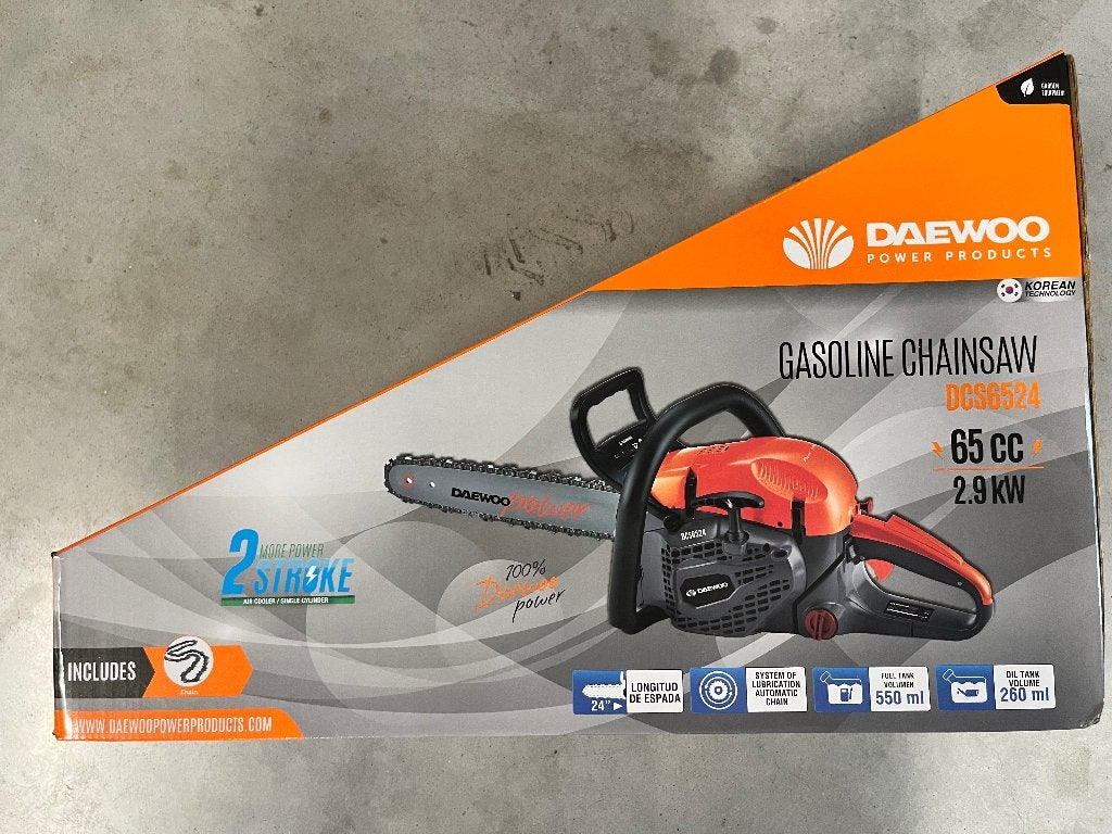 Kettingzaag (NIEUW !) DAEWOO DCS6524 65cc - 2,9kW, Enlèvement, Neuf, Autres types, Daewoo